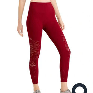 IDEOLOGY RED SEAMLESS CUT OUT HIGH WAISTED LEGGINGS